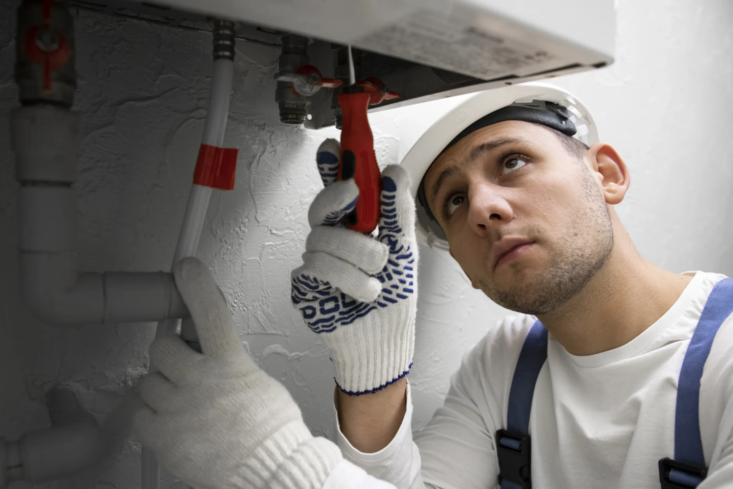 Pose d’une pompe à chaleur Atlantic par un chauffagiste professionnel en présence des clients